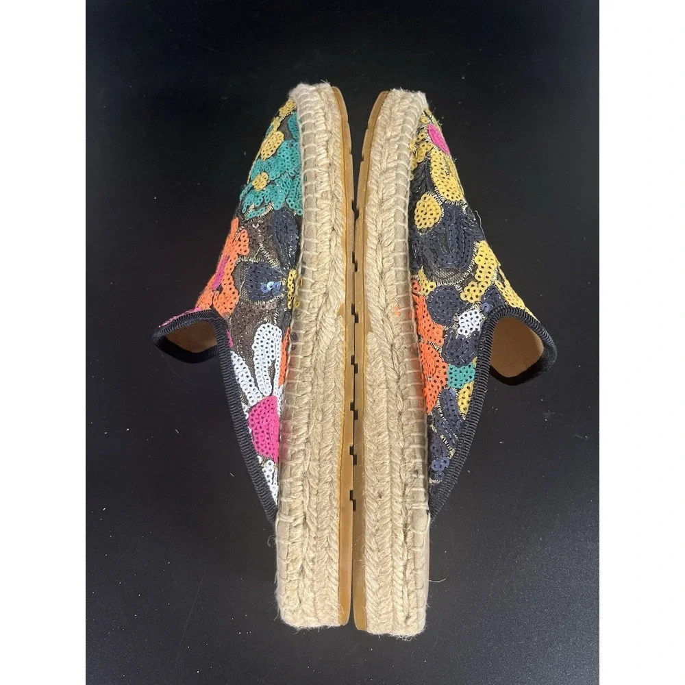 Anthropologie Maya Floral Sequin Espadrille‎ Slides 38 Sequence Made in Spain